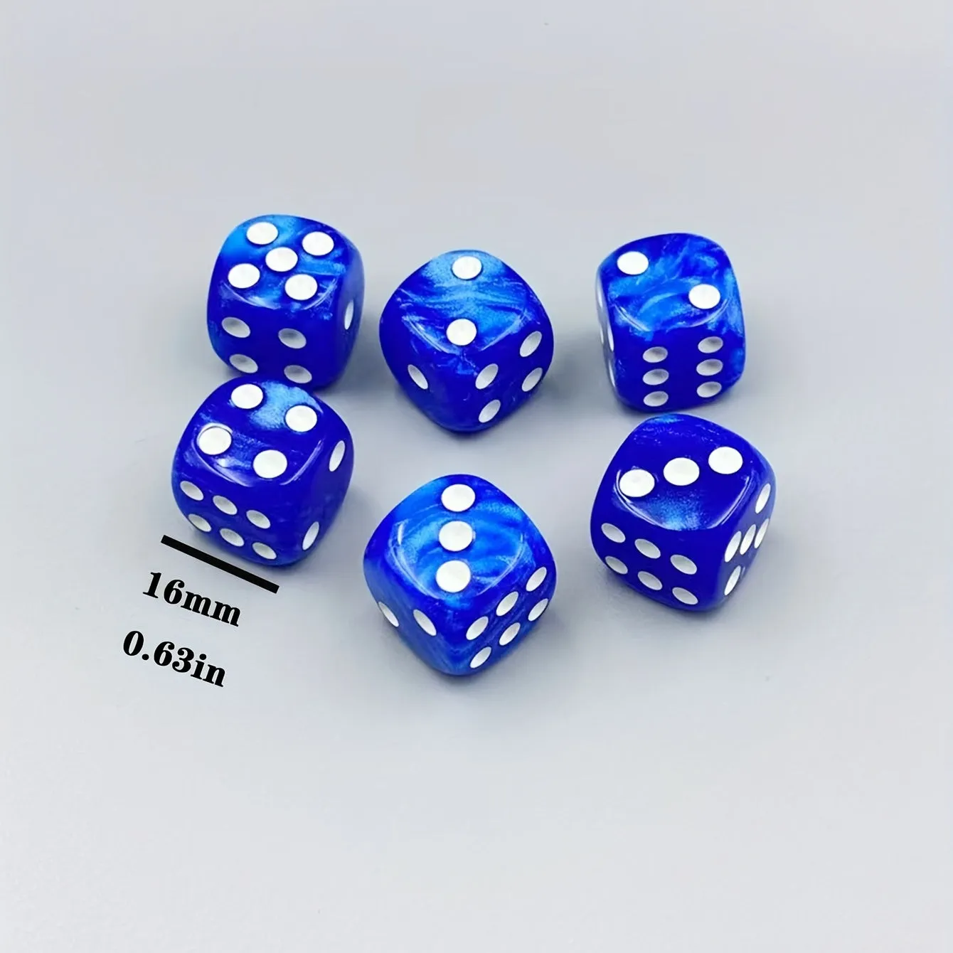 6pc Blue Pearl Pattern Dice Set  Perfect Gaming Gift