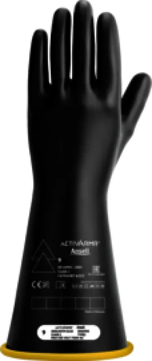 Ansell Black And Yellow ActivArmr® Latex Rubber Class 1 Linesmen Gloves
