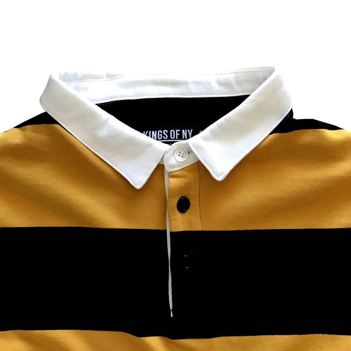 Black and Yellow Comfortable Stretch Striped Mens Rugby Shirt