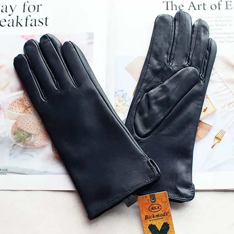 Color Sheepskin Gloves Women's Genuine Leather Fashion Straight Wool Lining Spring and Autumn Warm Outdoor Travel Driving