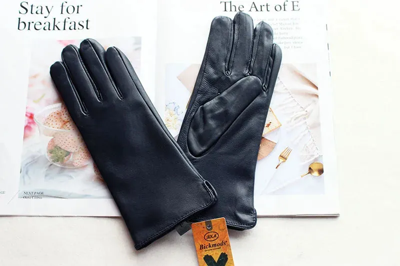 Color Sheepskin Gloves Women's Genuine Leather Fashion Straight Wool Lining Spring and Autumn Warm Outdoor Travel Driving
