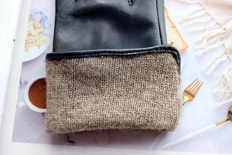 Color Sheepskin Gloves Women's Genuine Leather Fashion Straight Wool Lining Spring and Autumn Warm Outdoor Travel Driving