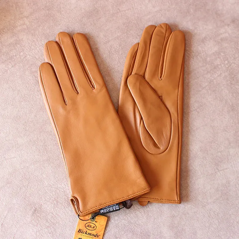 Color Sheepskin Gloves Women's Genuine Leather Fashion Straight Wool Lining Spring and Autumn Warm Outdoor Travel Driving