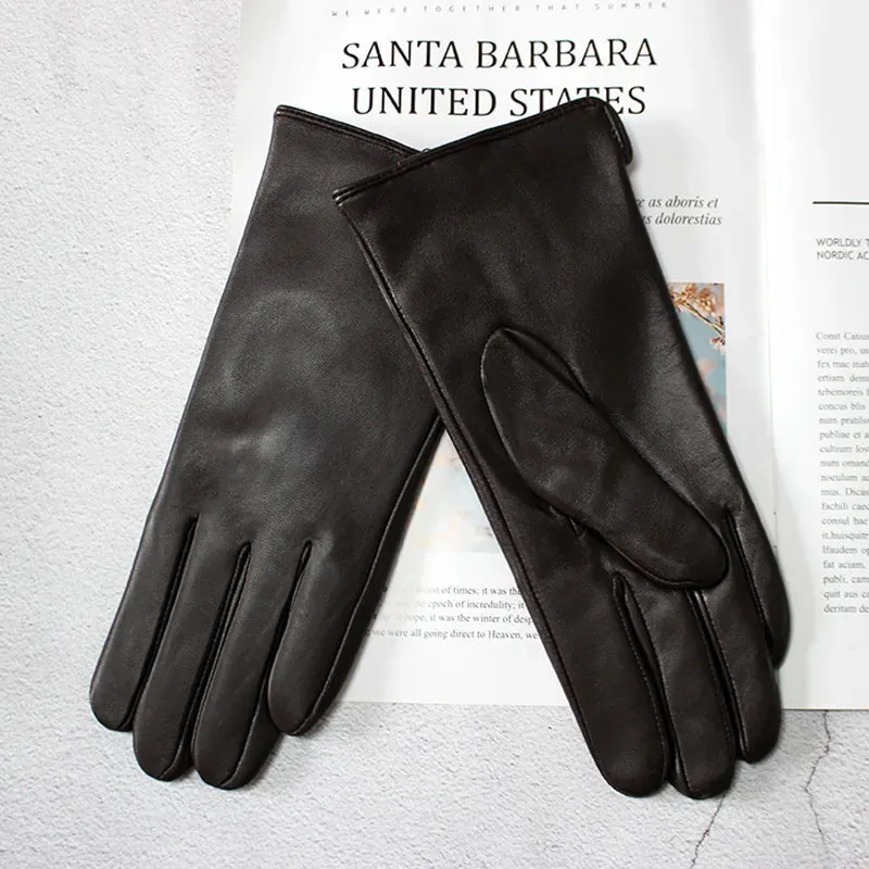 Color Sheepskin Gloves Women's Genuine Leather Fashion Straight Wool Lining Spring and Autumn Warm Outdoor Travel Driving
