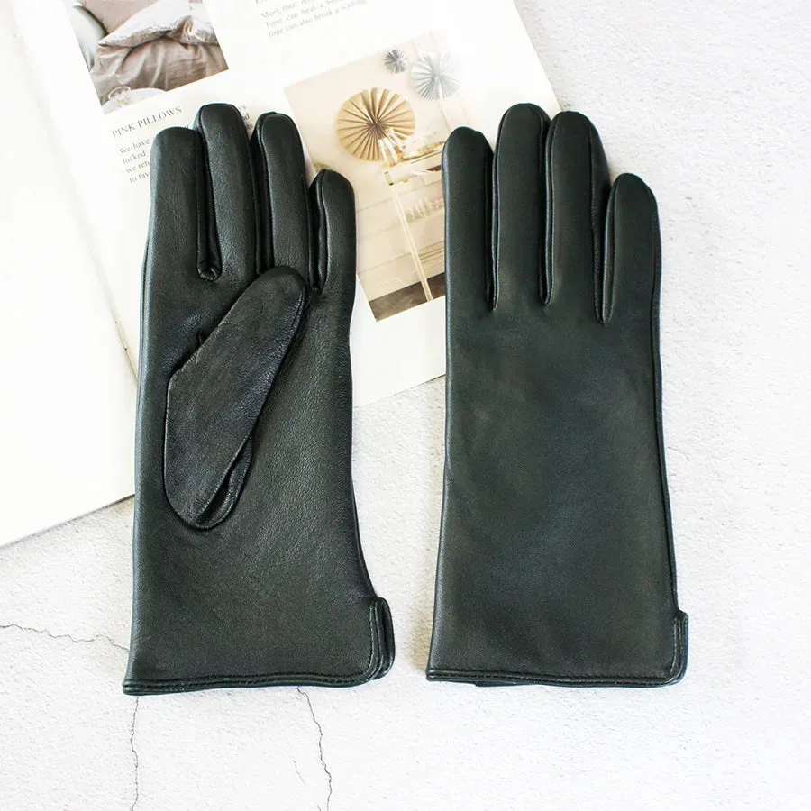 Color Sheepskin Gloves Women's Genuine Leather Fashion Straight Wool Lining Spring and Autumn Warm Outdoor Travel Driving