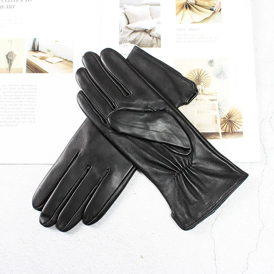 Color Sheepskin Gloves Women's Genuine Leather Fashion Straight Wool Lining Spring and Autumn Warm Outdoor Travel Driving