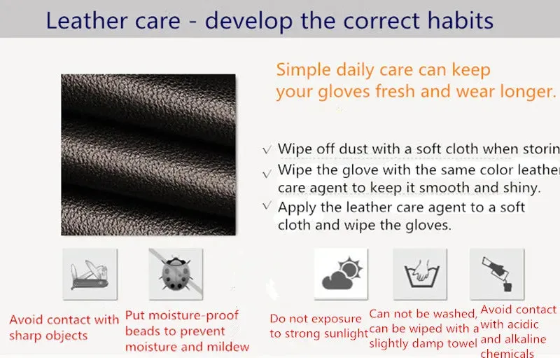 Color Sheepskin Gloves Women's Genuine Leather Fashion Straight Wool Lining Spring and Autumn Warm Outdoor Travel Driving