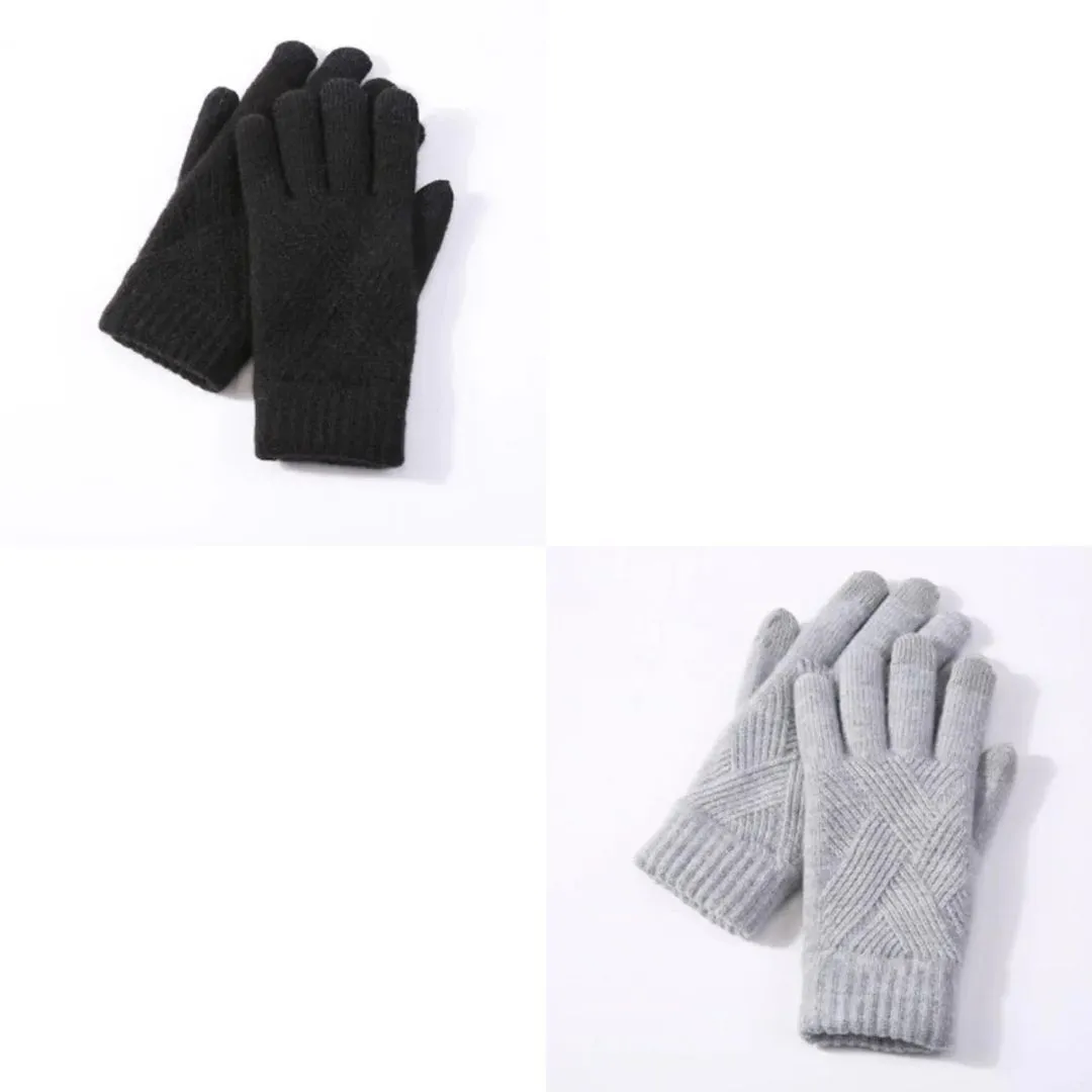 OCW Unisex Cotton Full Fingers Thick Warm Touch Screen Winter Gloves