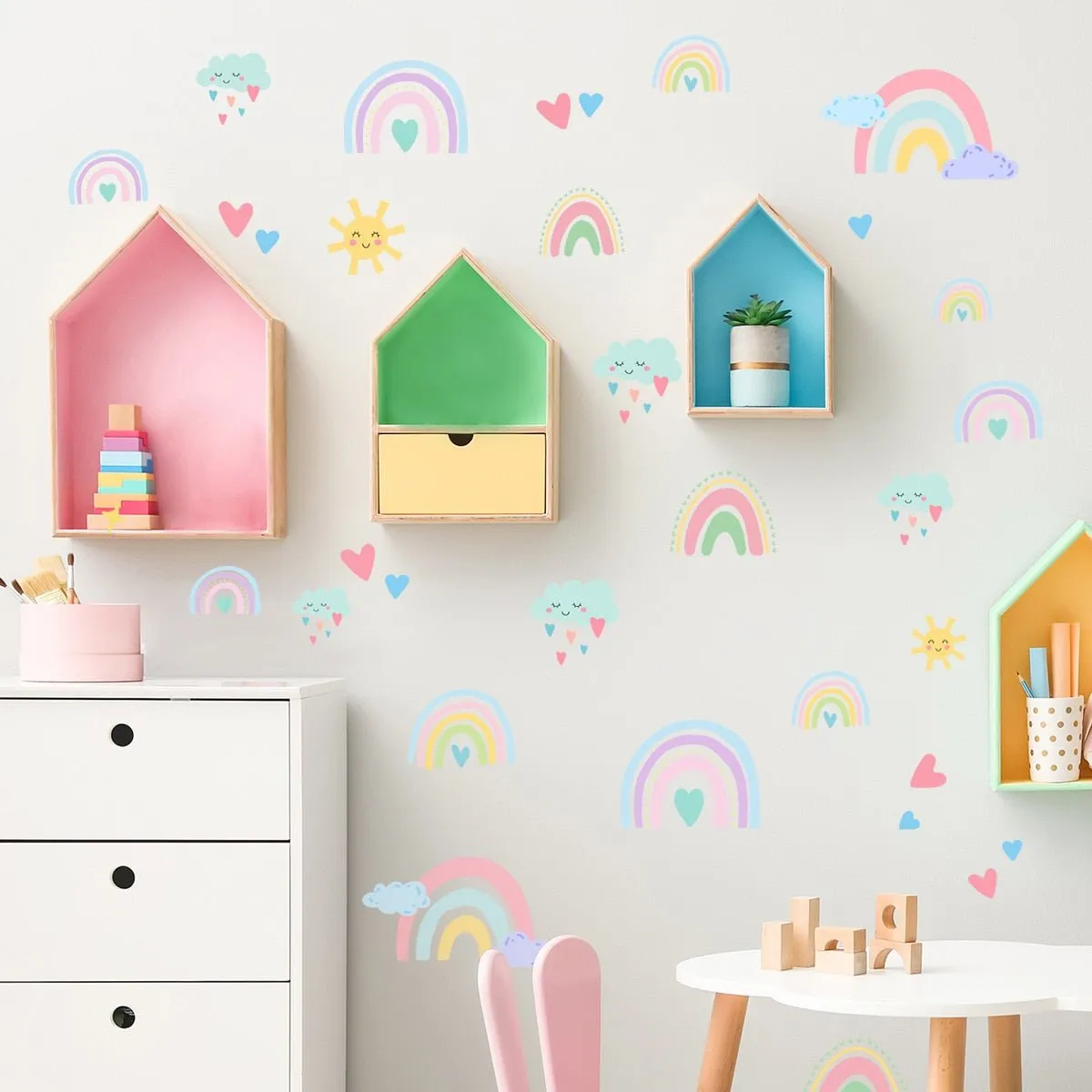 Rainbow Wall Stickers - Cartoon Colorful Decor