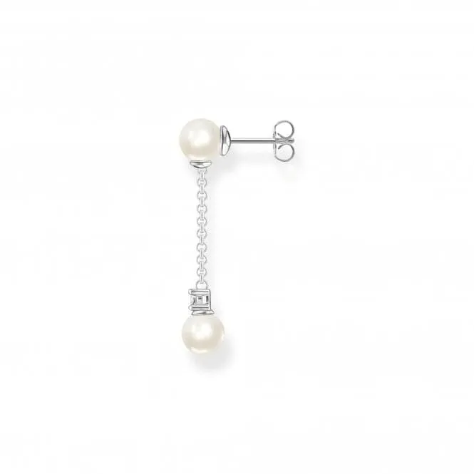Sterling Silver Delicate Pearl Drop Single Earring H2212-167-14