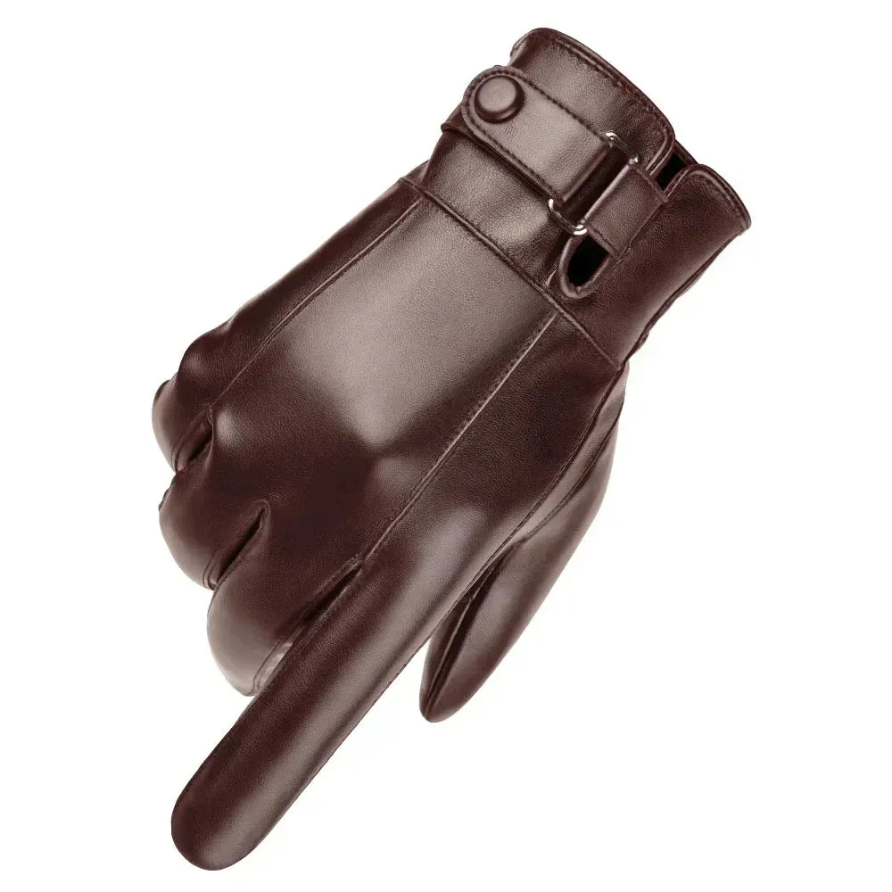 Winter Gloves For Men Genuine Leather Gloves Outdoor Cycling Black Real Sheepskin Keep Warm Driving Motorcycle Gloves
