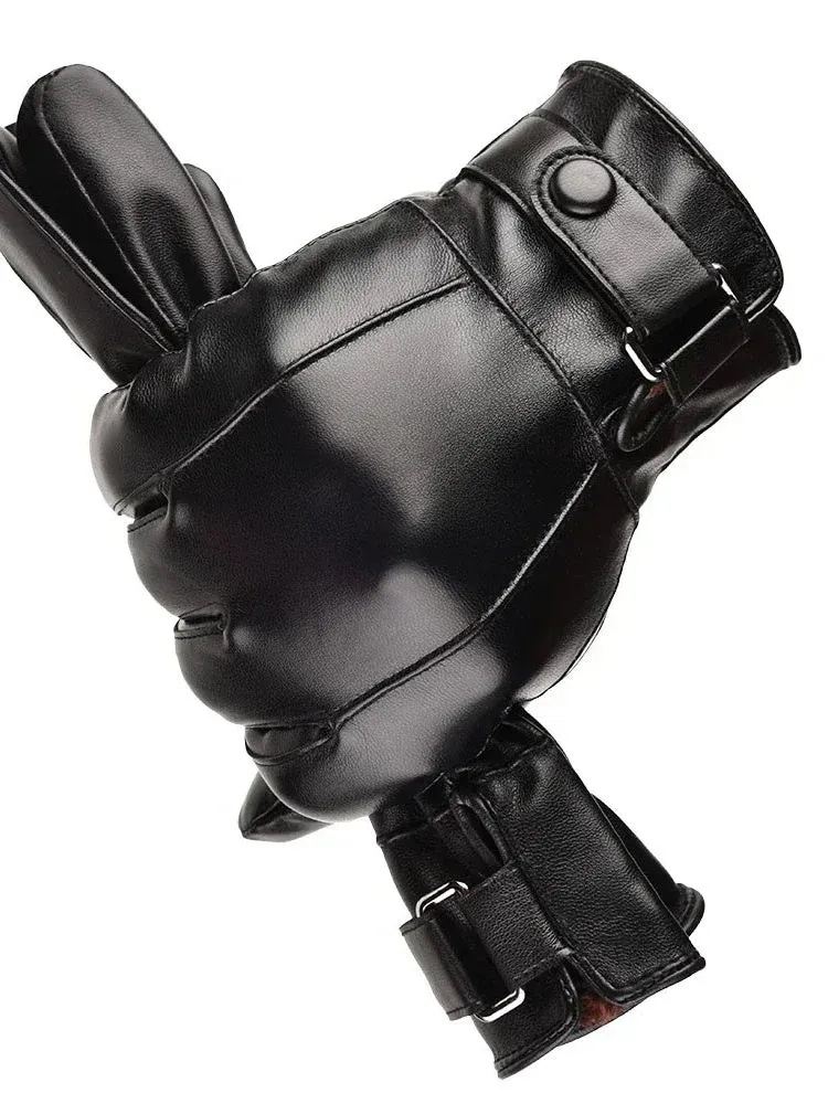 Winter Gloves For Men Genuine Leather Gloves Outdoor Cycling Black Real Sheepskin Keep Warm Driving Motorcycle Gloves