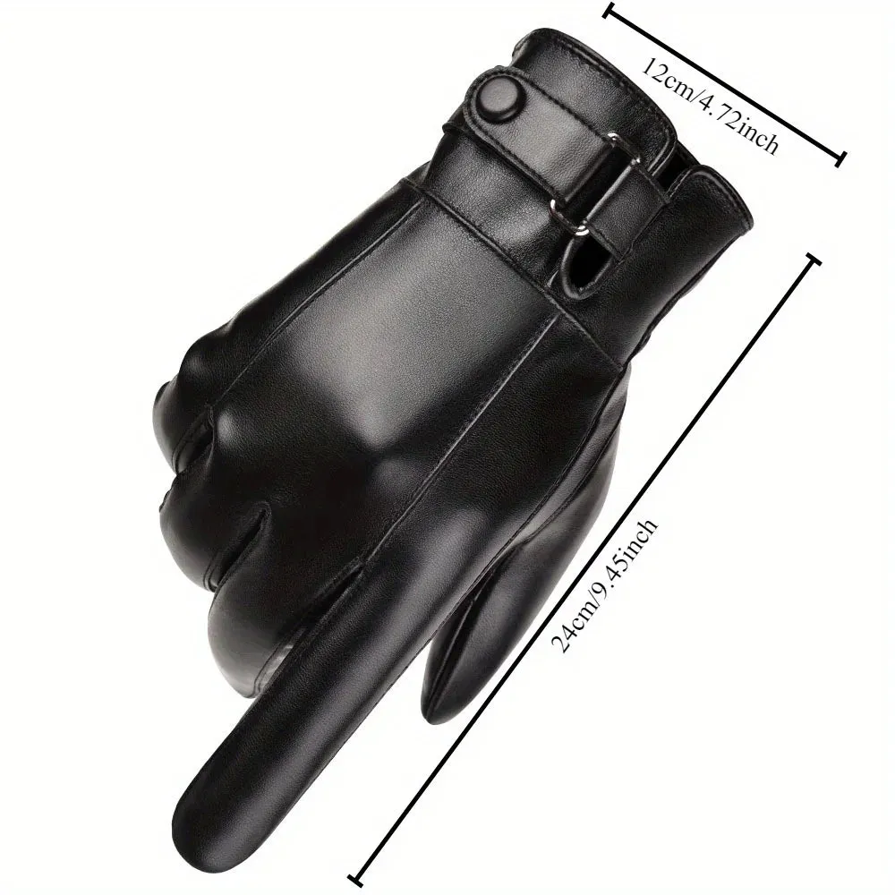 Winter Gloves For Men Genuine Leather Gloves Outdoor Cycling Black Real Sheepskin Keep Warm Driving Motorcycle Gloves